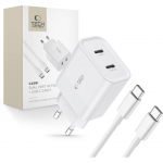 Adapter Tech-Protect  White \\ USB-C (female) || USB-C (męski) \\ z kablem USB-C