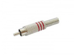 RCA PLUG MALE - NICKEL - RED