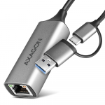 AXAGON ADE-TXCA Compact aluminum USB 3.2 Gen 1 Gigabit Ethernet 10/100/1000Mbit adapter with automatic installation