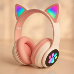 Headphones Riff VIV-23M Bluetooth Headphones with Microphone + LED Cat Headphones Pink