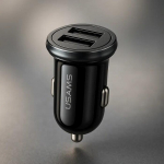 Car Charger usams US-CC050 &mdash; 2 USB ports, 2.4A total, Fast Charging, Black