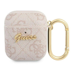 Headphone case Guess Apple AirPods 1/2 cover 4G Script Metal Collection Pink