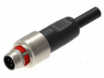 Cable: for sensors/automation | M12 | PIN: 5(4+1) | straight | 5m | plug