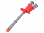 Clip-on probe | crocodile | 20A | red | Grip capac: max.15mm | 1kV | 4mm