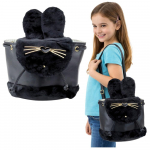 Kontoritehnika // Muu kontoritehnika // Plecak Dziecięcy Pluszowy Uszy Regulowany Pasek Czarny 22cm 4L