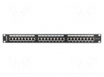 Patch panel | black | Number of ports: 24 | 19" | Cat: 6 | rack 19" | RACK