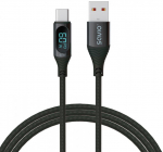 Cable Savio USB-A Male - USB Type-C Male with Digital Display 1m