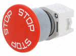 Switch: emergency stop | Stabl.pos: 2 | 22mm | red | Illumin: none | IP65