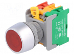 Switch: push-button | Stabl.pos: 1 | NC + NO | 3A/230VAC | 22mm | red