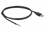 Cable | USB 2.0 | USB A plug,5pin pin header | 1.5m | 28AWG | black