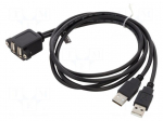 Cable | USB 2.0 | USB A socket x2,USB A plug x2 | 1m | black | 480Mbps