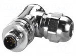 Connector: M12 | plug | PIN: 5 | 48V | angled | IP67 | screw terminal | 4A
