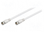 Cable | 75&Omega; | 10m | F plug,both sides | white
