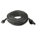 Maitinimo kabelis/ilgiklis AC ki&scaron;tukas (Tipas F CEE 7/7) - lizdas (Tipas F CEE 7/14) (3x1.5 mm&sup2;) 10m IP44 su gumine izoliacija, juodas