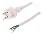 Cable | SCHUKO plug,CEE 7/7 (E/F) plug,wires | 4m | white | PVC | 16A