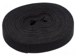 Velcro tie | L: 10m | W: 20mm | black | Package: reel