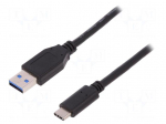 Cable | USB 3.0 | USB A plug,USB C plug | nickel plated | 1m | black
