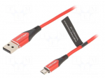 Cable | USB 2.0 | USB A plug,USB B micro plug | 2m | red | Cu,tinned