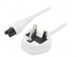 Cable | 3x0.75mm2 | BS 1363 (G) plug,IEC C5 female | PVC | 5m | white