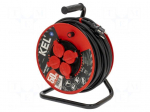 Extension lead | 3x2.5mm2 | 50m | rubber | black | Sockets no: 4 | reel