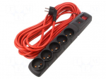 Plug socket strip: protective | Sockets: 5 | 230VAC | 10A | black