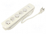 Extension lead | 3x1.5mm2 | 1.8m | white | Sockets no: 5 | 16A