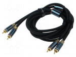 Cable | RCA plug x2,both sides | 1m | Plating: gold-plated | black