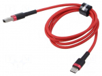 Cable | High Speed,USB 2.0 | USB A plug,USB C plug | 1m | red | 3A