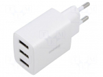 Power supply: switching | mains,plug-in | 5VDC | 17W | Out: USB A x3