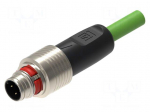 Cable: for sensors/automation | M12 | PIN: 4 | straight | 3m | plug | 4A