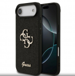 Back panel cover Guess Apple iPhone Air PU Fixed Glitter 4G Metal Logo Case Black