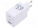 Power supply: switching | mains,plug-in | 5&divide;20VDC | 65W | white | 3.25A
