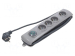 Plug socket strip: protective | Sockets: 4 | 230VAC | 16A | 1.5m