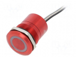 Switch: capacitive | Pos: 2 | SPST-NC | 0.01A/12VDC | IP68 | ON-OFF | red