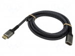 Cable | HDMI socket,HDMI plug | textile | HDMI 2.1 | 2m | black-grey