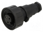 Connector: circular | plug | female | PIN: 3 | 12A | 277V | IP68,IP69K