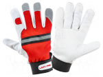 Protective gloves | Size: 8 | red | polyester,natural leather | tag