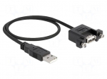 Cable | USB 2.0 | USB A socket,USB A plug | 0.5m | black | 24AWG,28AWG