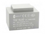 Transformer: encapsulated | 16VA | 230VAC | 9V | 9V | 888.8mA | 888.8mA