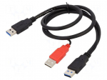 Cable | USB 2.0,USB 3.0 | USB A plug x3 | 0.6m | black | 24AWG,28AWG
