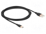 Cable | USB 2.0 | USB A plug,USB C plug | gold-plated | 2.5m | black