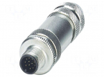 Connector: M12 | plug | PIN: 12 | 30V | straight | IP67 | soldering | A code