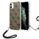 Guess GUOHCN61H4STW Hardcase 4G Print Strap for iPhone 11 / brown