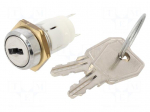 Switch: key switch | Stabl.pos: 2 | ON-ON | SPDT | Cutout: &Oslash;16mm | 90&deg;