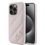 Karl Lagerfeld KLHCP15XPQDSMGP Diagonal Quilted Script Hardcase for iPhone 15 Pro Max 6.7" / pink