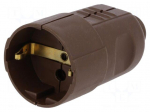 Connector: AC supply | female | socket | 2P+PE | 230VAC | 16A | brown