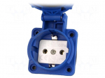 Connector: AC supply | socket | 2P+PE | 250VAC | 16A | blue | PIN: 3 | IP67