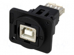 Coupler | USB A socket,USB B socket | FT | USB 2.0 | plastic | 19x24mm