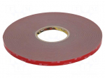 Tape: fixing | W: 12mm | L: 33m | Thk: 1.1mm | acrylic | grey | max.230&deg;C