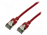 Patch cord | U/FTP | 6a | stranded | Cu | TPE | red | Len: 1m | 32AWG